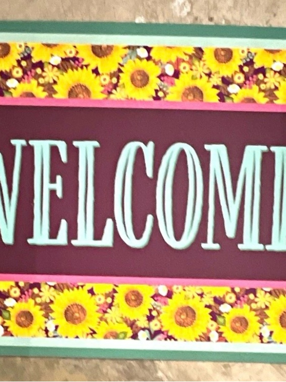 Welcome Sunflower Home Accent Sign in Purple and Yellow - Brand: